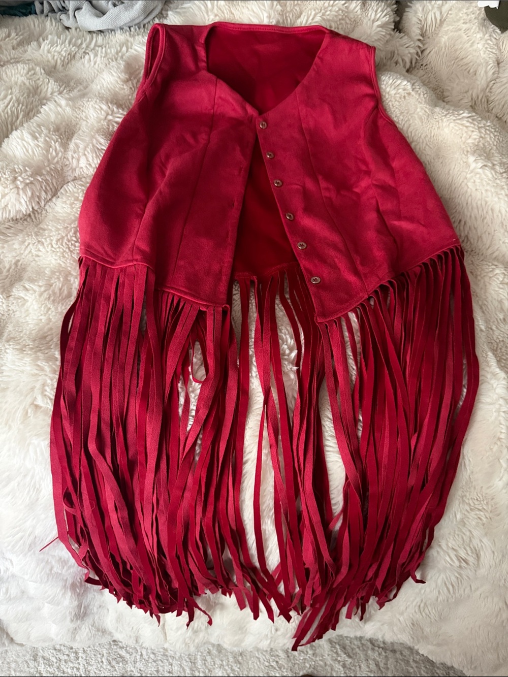 Red Fringe Suede Vest